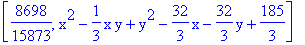 [8698/15873, x^2-1/3*x*y+y^2-32/3*x-32/3*y+185/3]